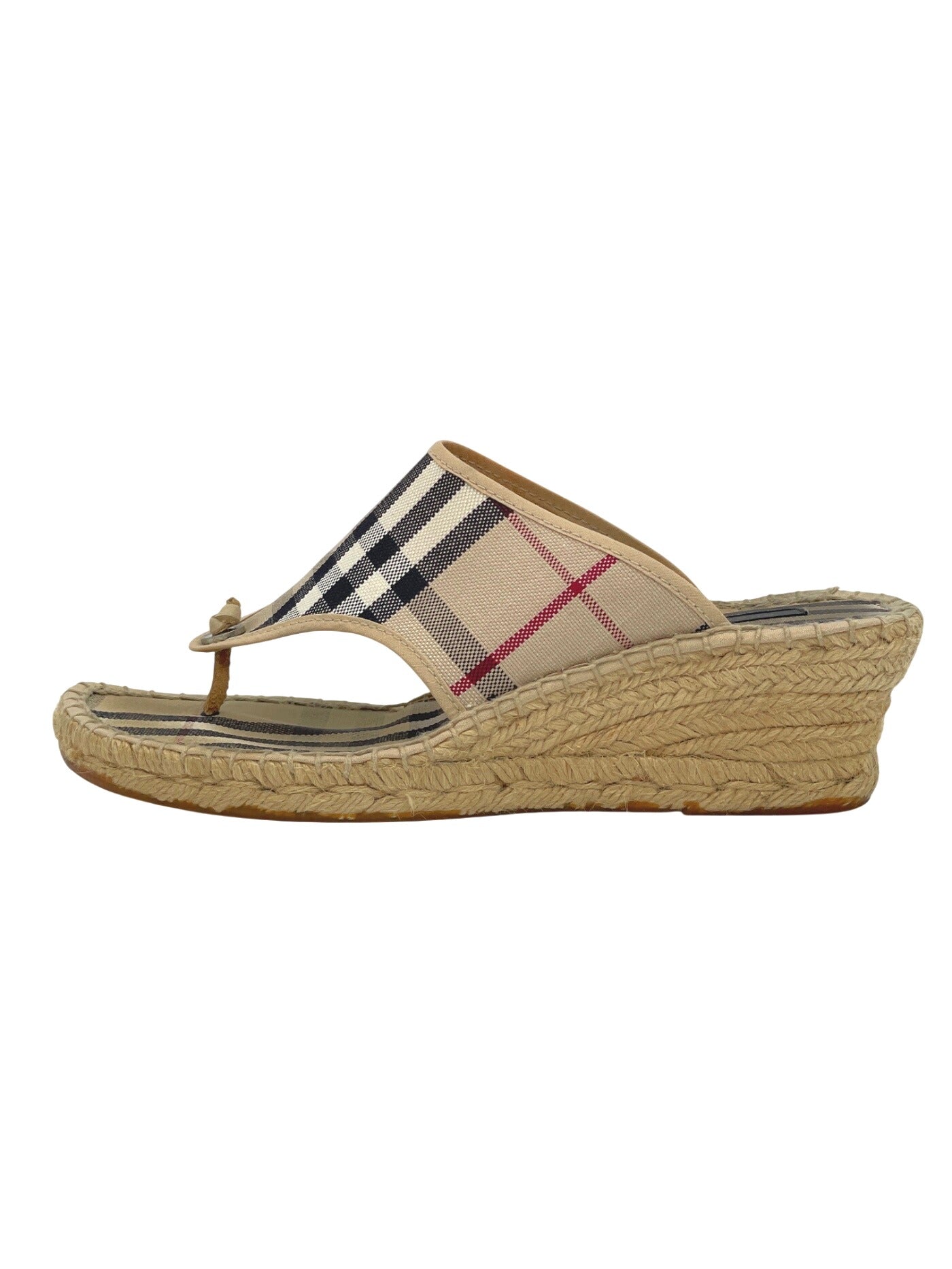 Burberry Vintage Check Espadrille Wedge Zehensteg Sandale EU 40 Beige