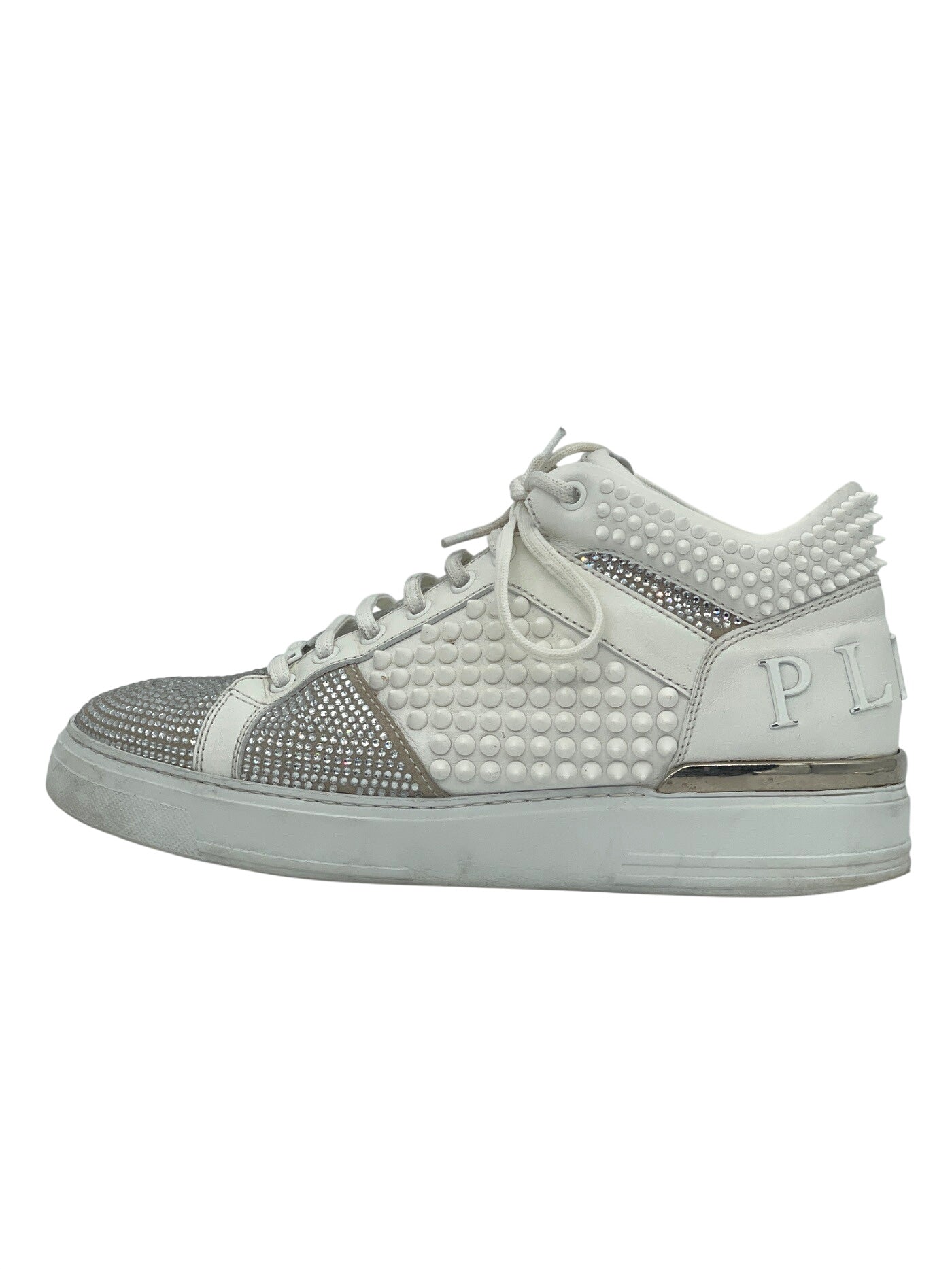 Philipp Plein Crystal Spikes High Top Sneaker EU 39 Weiß - Image 1