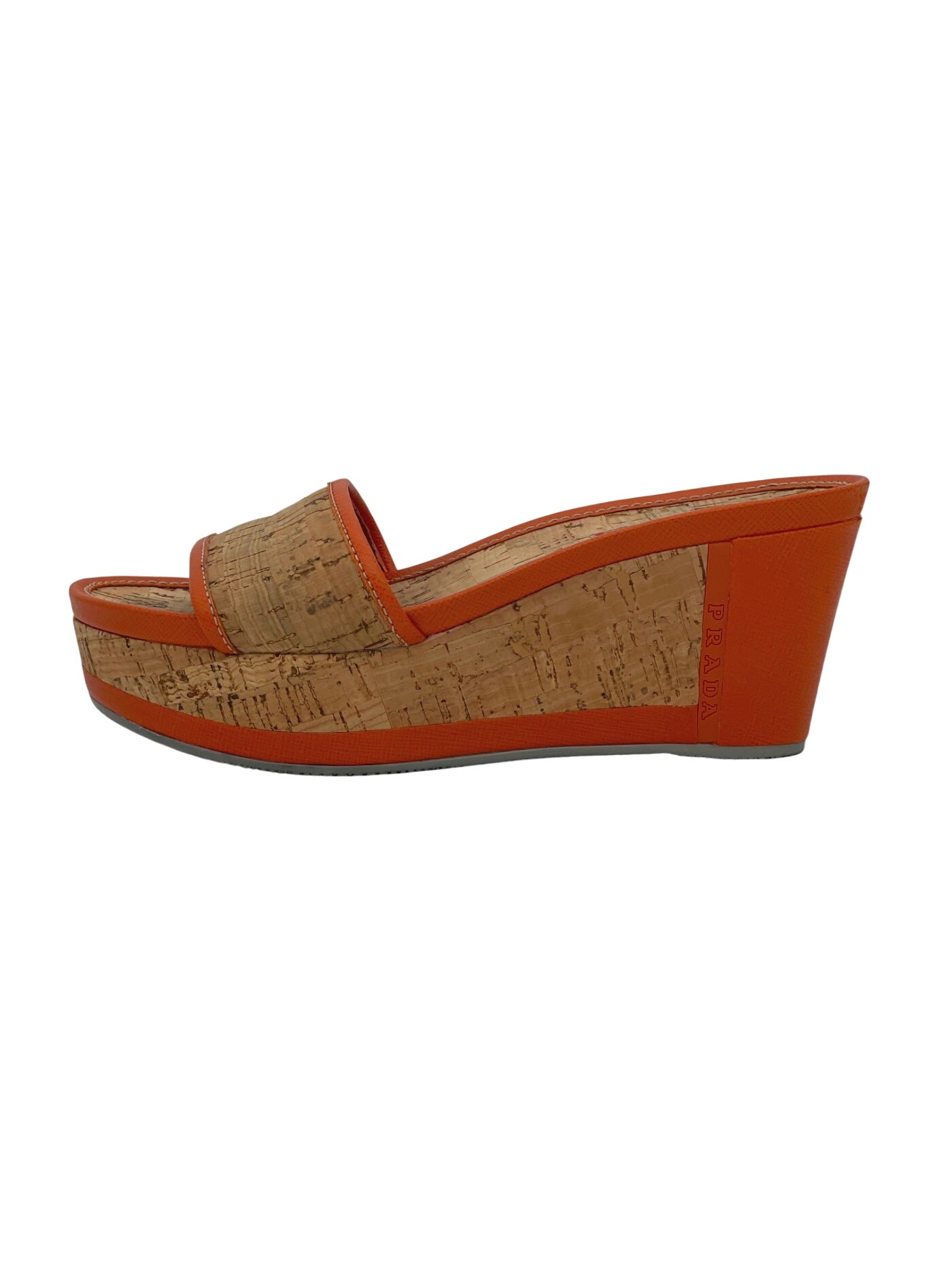 Prada Cork Wedge Sandale mit Absatz EU 36 Orange - Image 1