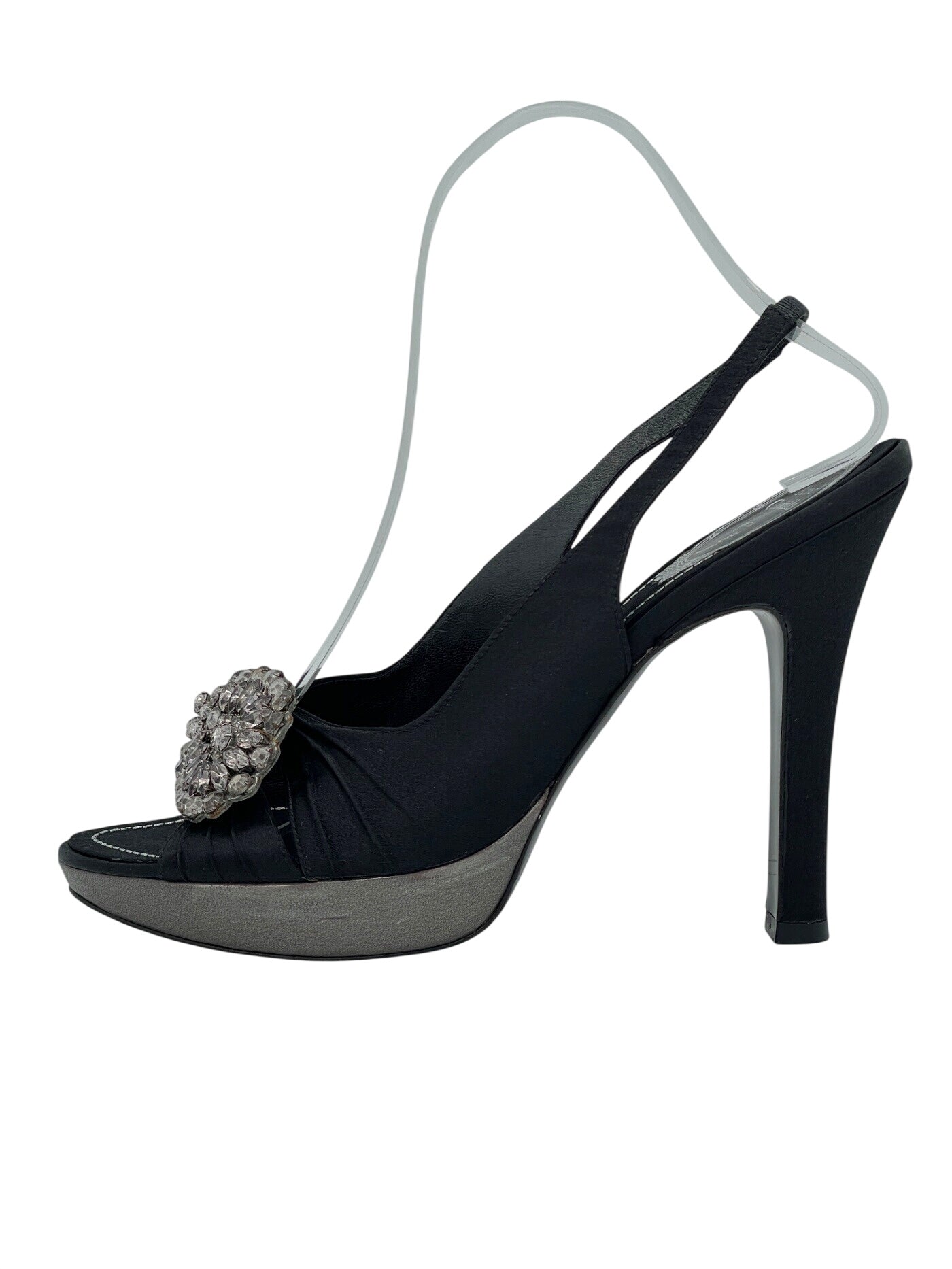 Rene Caovilla Crystal Embellished Platform Slingback EU 40 Schwarz - Image 1