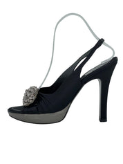 Rene Caovilla Crystal Embellished Platform Slingback EU 40 Schwarz - Image 1