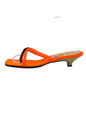 Miu Miu Vintage Square Toe Kitten Heel EU 39 Orange - Image 1