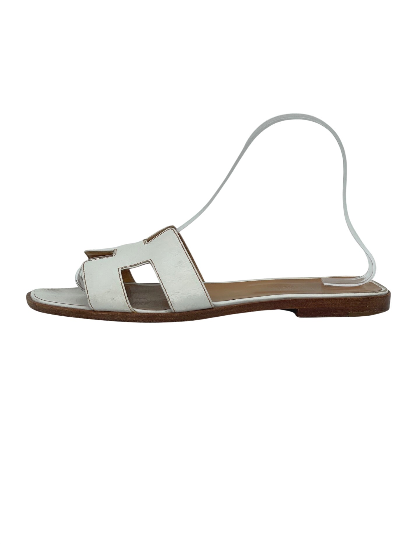 Hermès Oran Flache Sandale EU 39 Weiß - Image 1