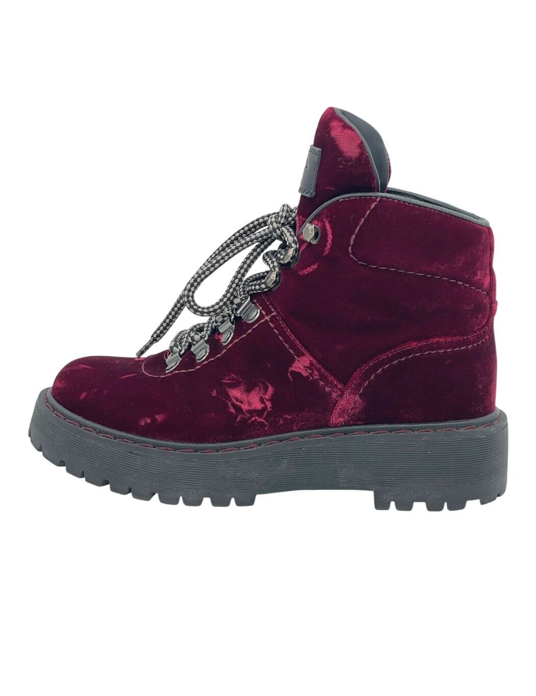 Prada Bordo Velvet Combat Stiefel EU 35 Lila - Image 1