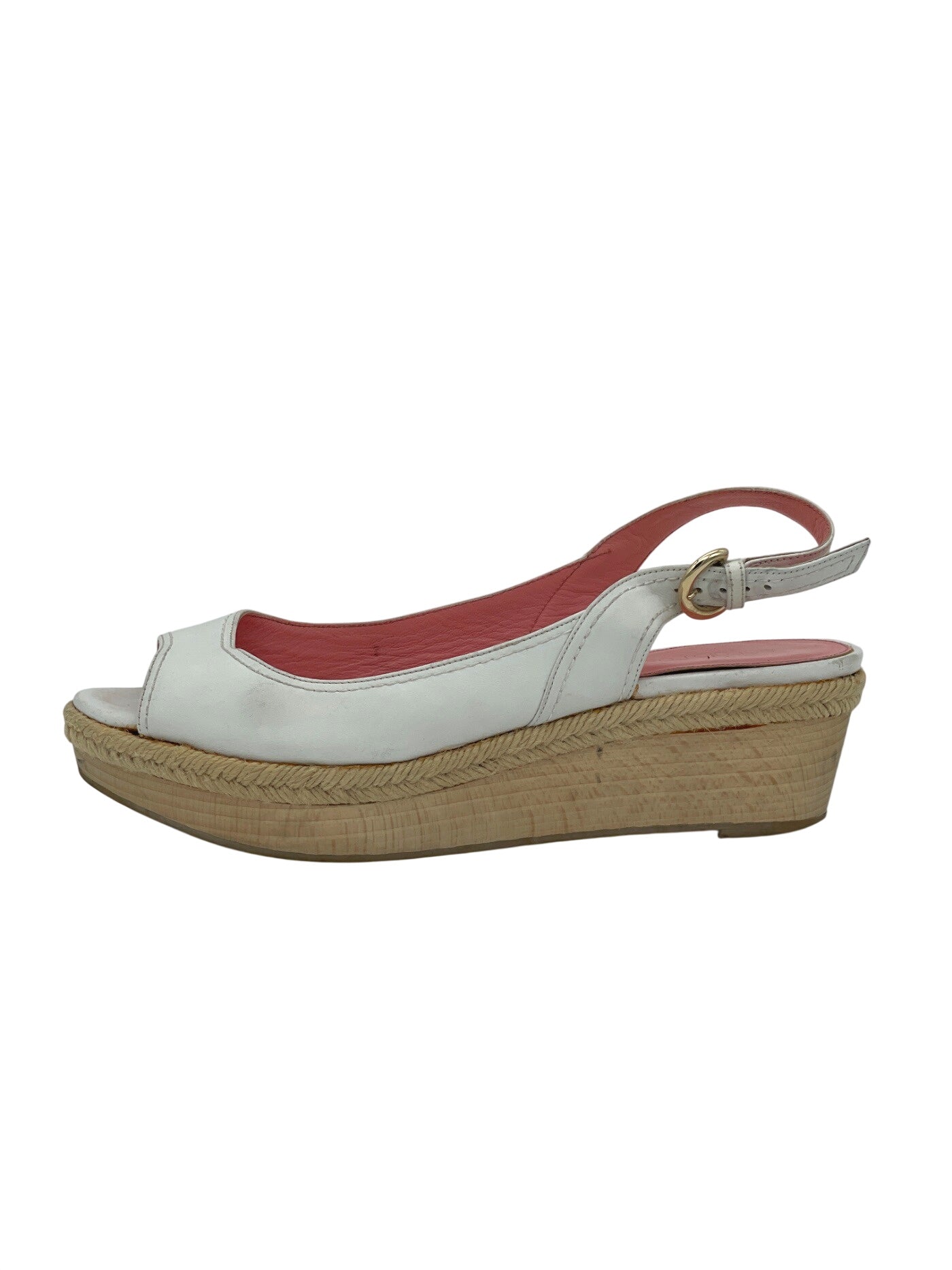 Sergio Rossi Leather Wedges Sandale mit Absatz EU 38.5 Weiß