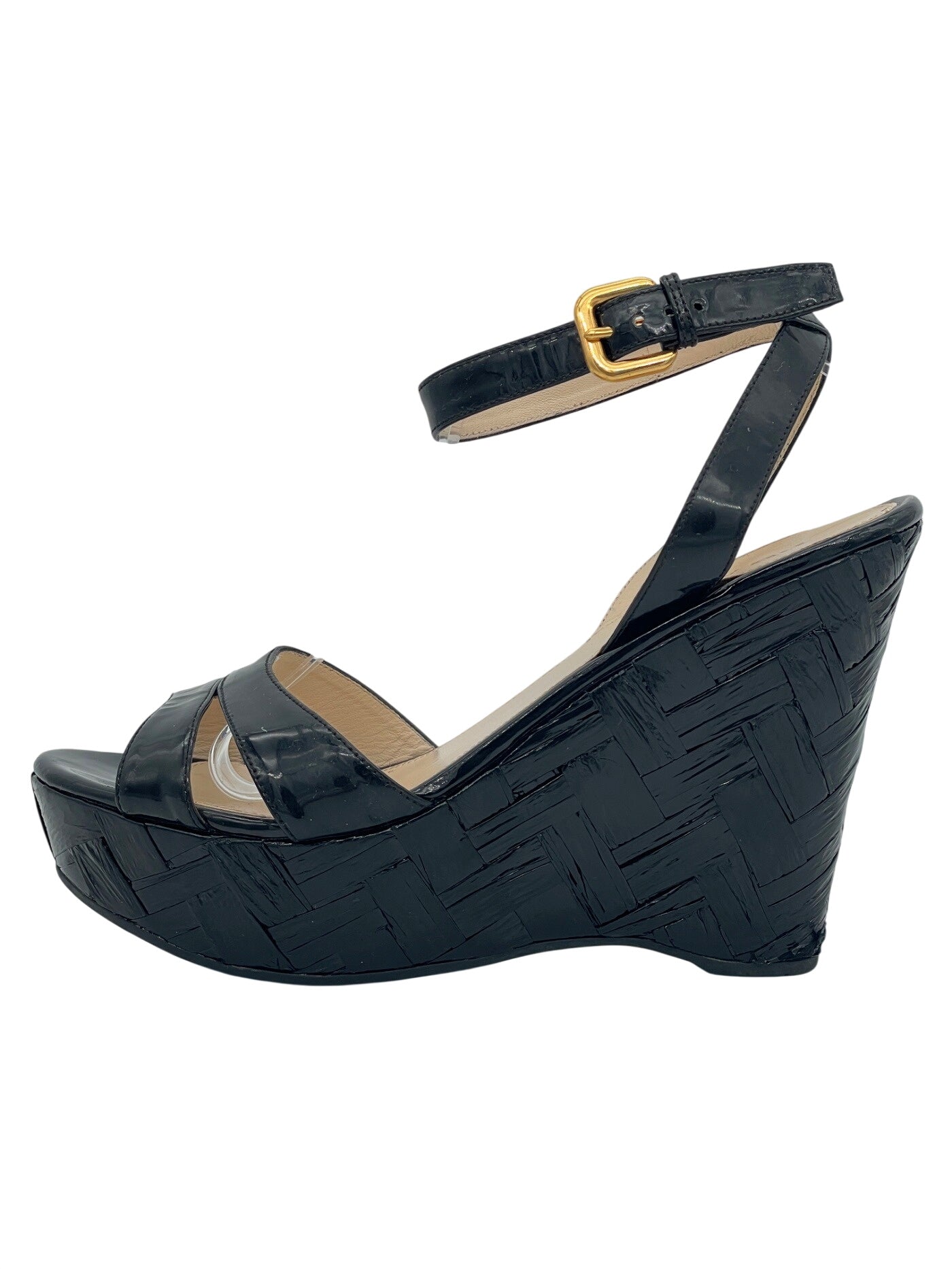 Prada Vernice Sandale mit Absatz EU 39 Schwarz - Image 1