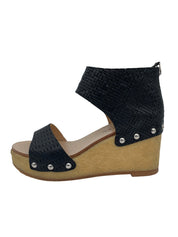 Chanel Woven Wedge Studded Sandale mit Absatz EU 39 Schwarz - Image 1