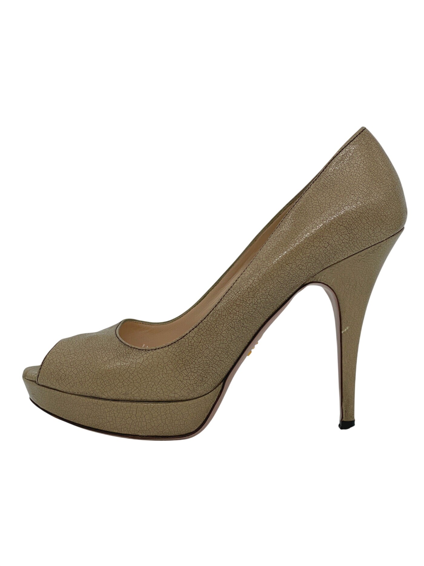 Prada Peeptoe Plateau Pump EU 40 Beige - Image 1