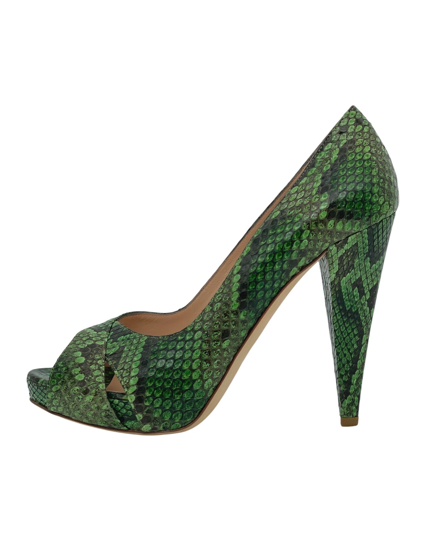 Bally Epika Genuine Python Plateau Pump EU 39.5 Grün - Image 1
