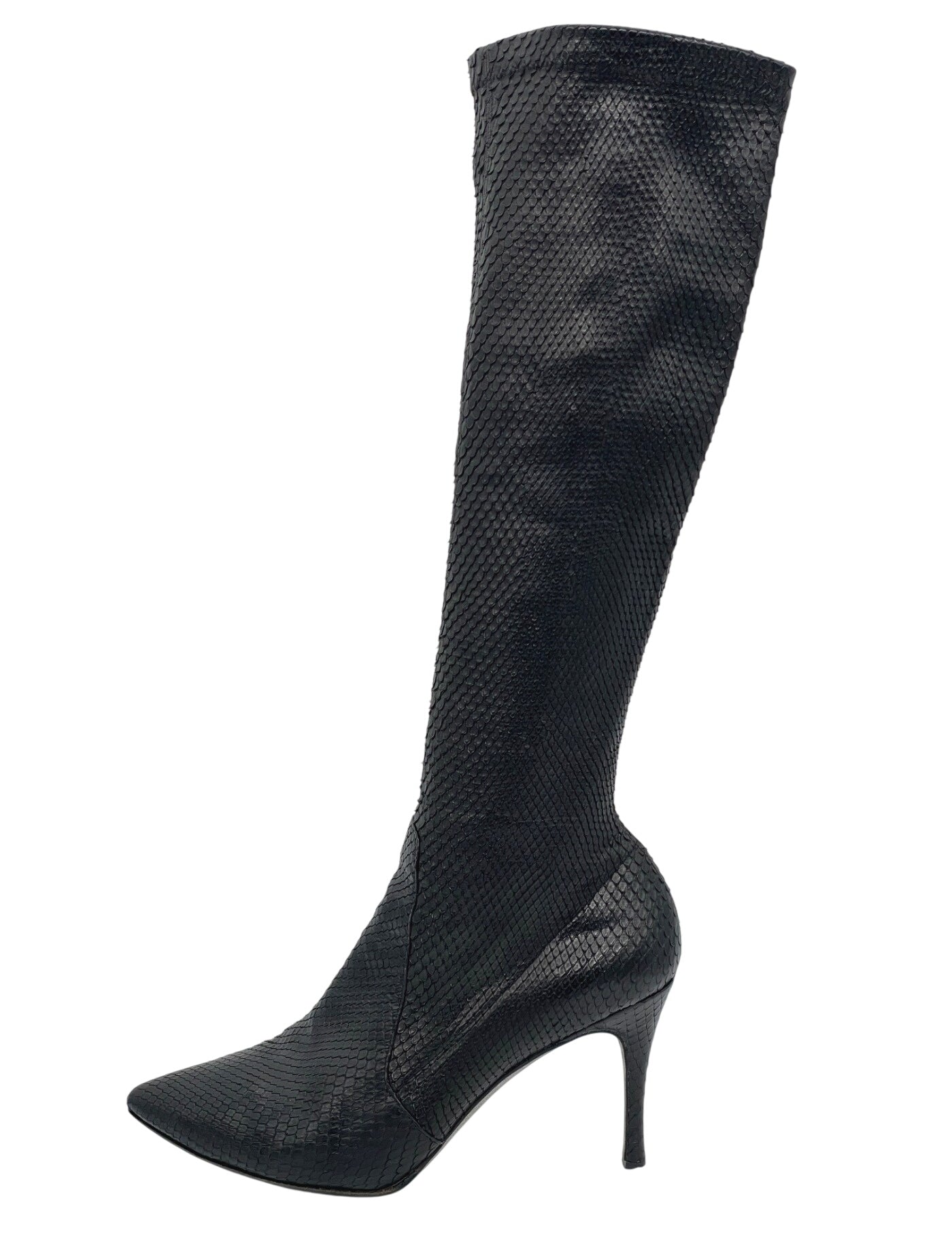 Rene Caovilla  Pointed-Toe Python-Embossed Stiefel EU 39.5 Schwarz - Image 1