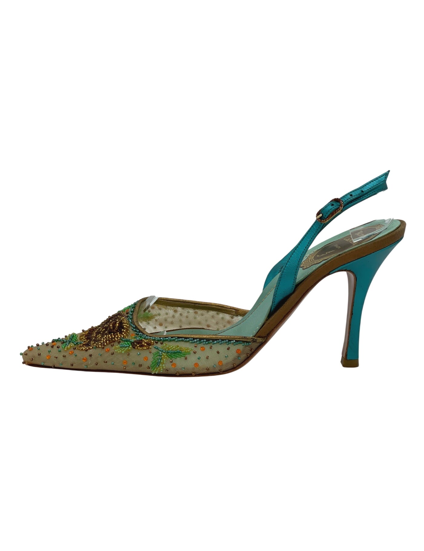 Rene Caovilla Beaded Mesh Rose Slingback EU 39.5 Mehrfarbig - Image 1