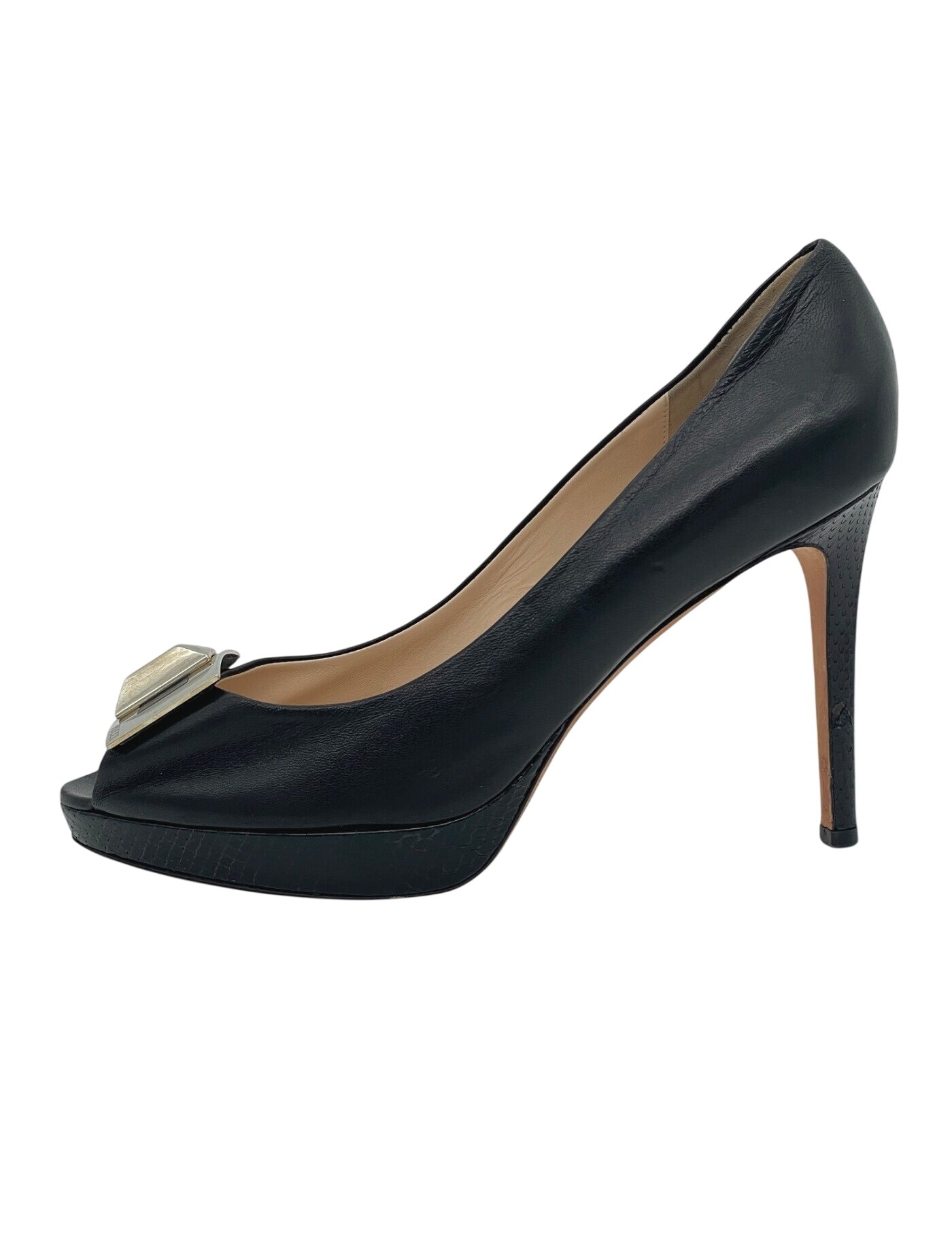 PUCCI Peep Toe Buckle Plateau Pump EU 39.5 Schwarz