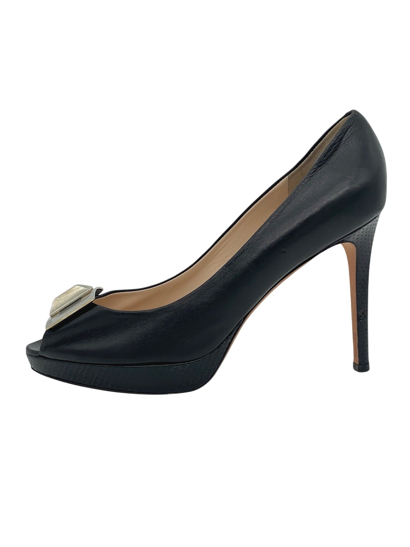 PUCCI Peep Toe Buckle Plateau Pump EU 39.5 Schwarz