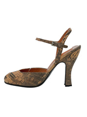 Prada Python Skin Peep Toe Slingback EU 40 Beige - Image 1