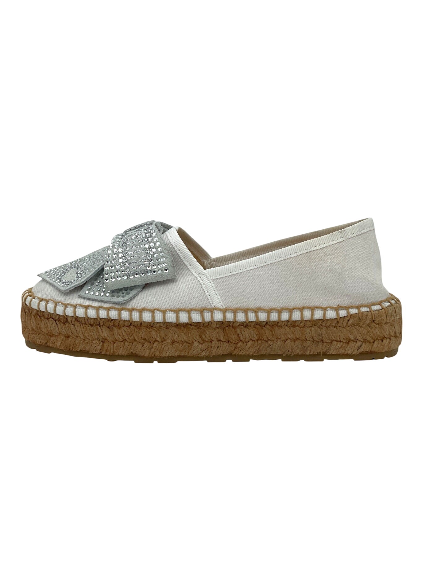 Moschino Shoes Espadrille Strass Bow Slipper EU 36 Weiß - Image 1