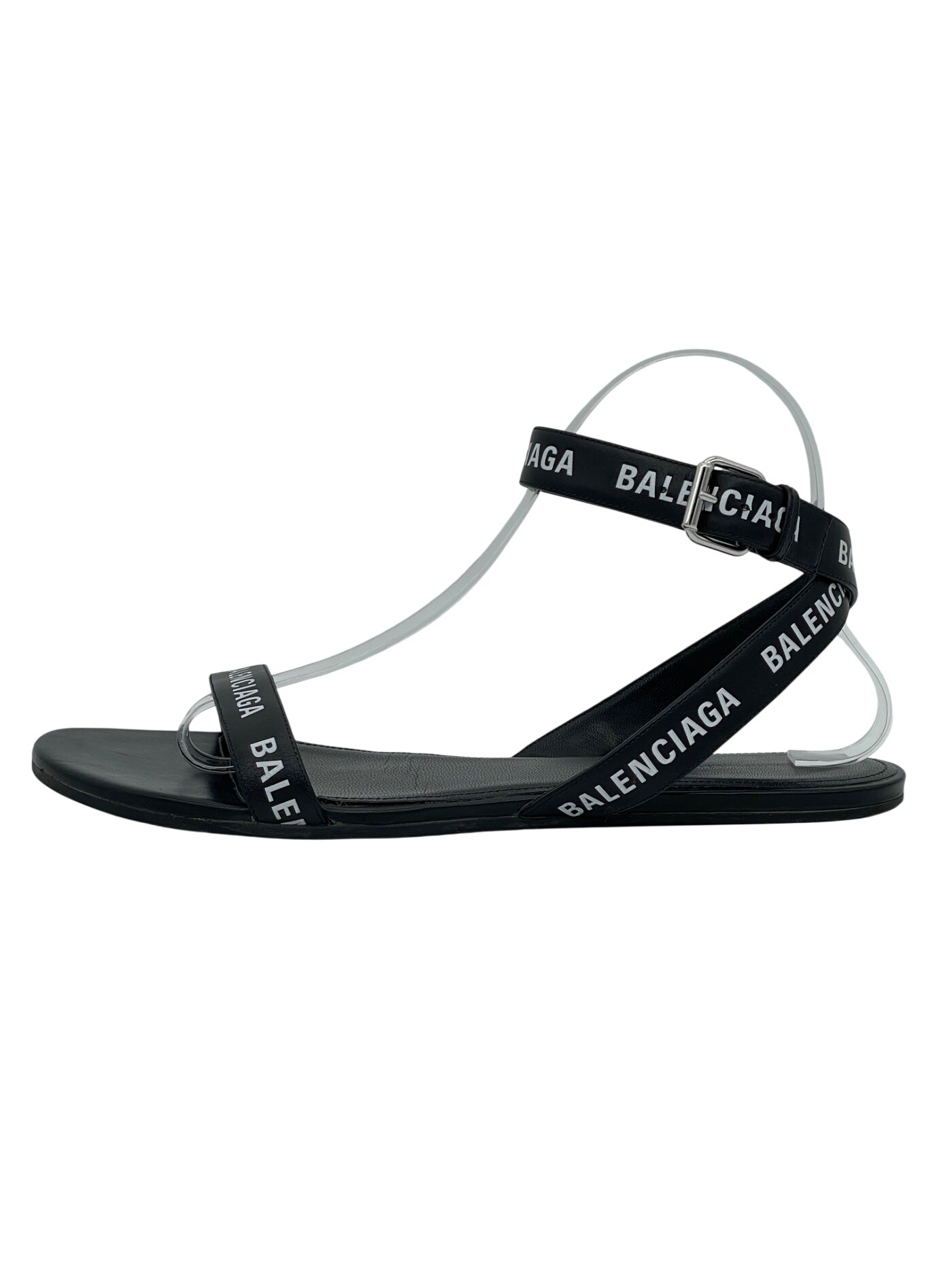 Balenciaga Logo Strap Flache Sandale EU 39 Schwarz - Image 1