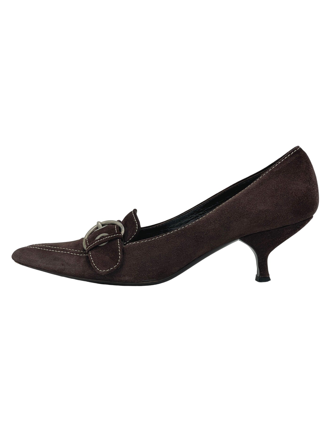Prada Buckle Suede Kitten Heel EU 38 Braun - Image 1