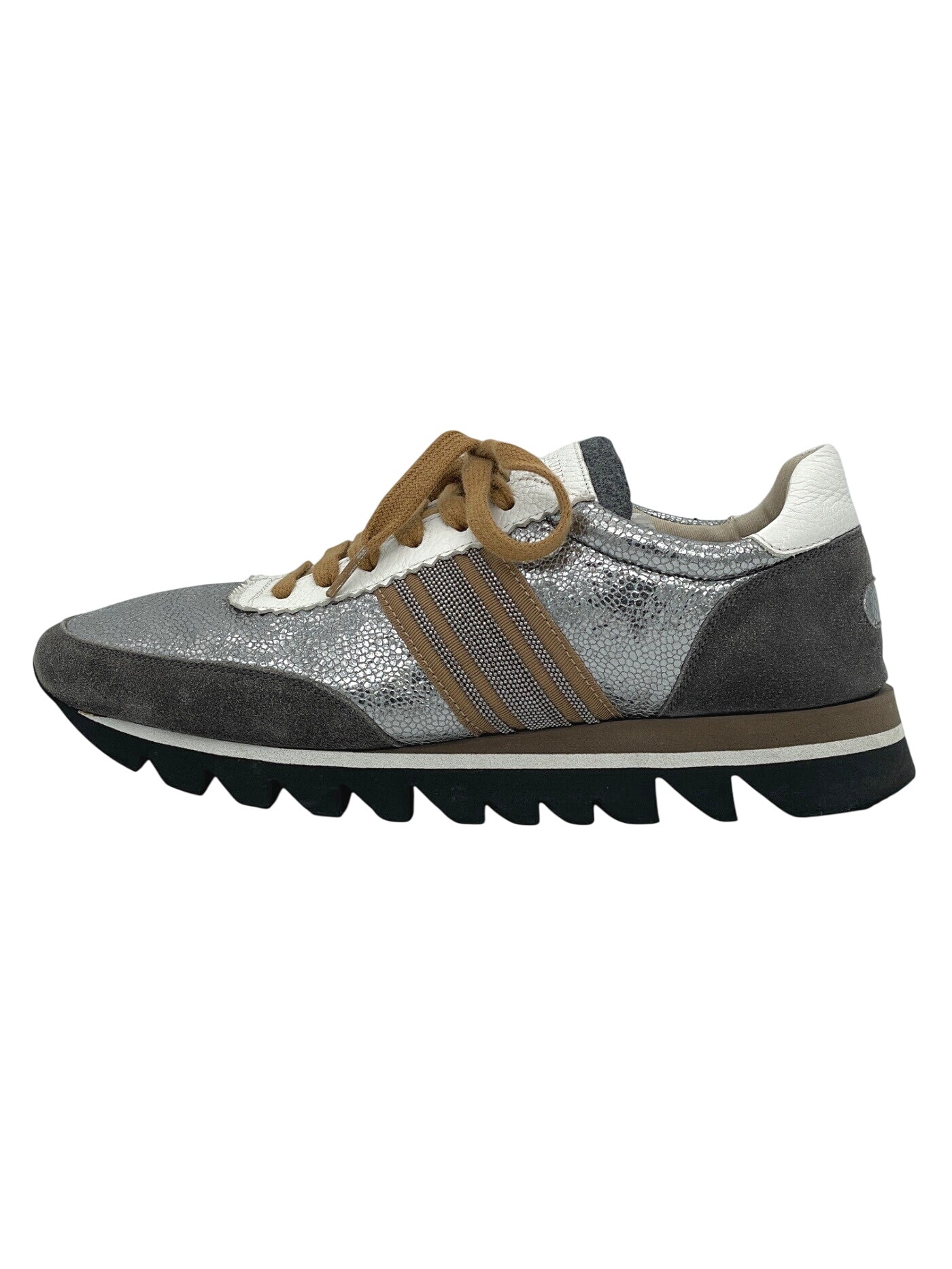 Brunello Cucinelli Monili Low Top Sneaker EU 39.5 Metallic - Image 1