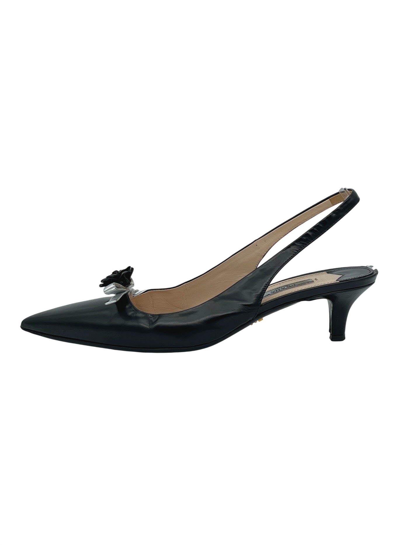 Prada Leather Slingback EU 37.5 Schwarz - Image 1