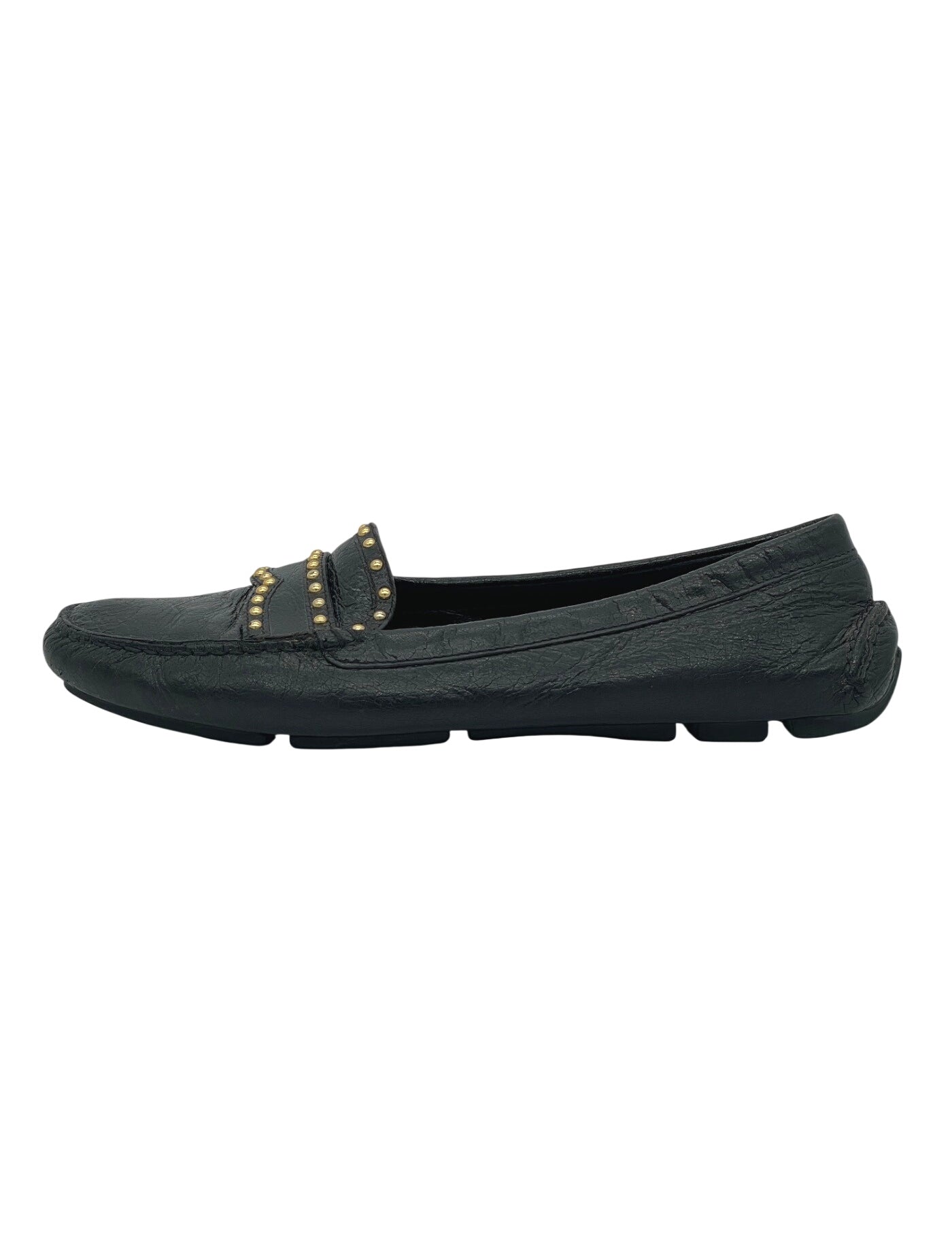 Prada Studded Driver Mokassin EU 37.5 Schwarz - Image 1