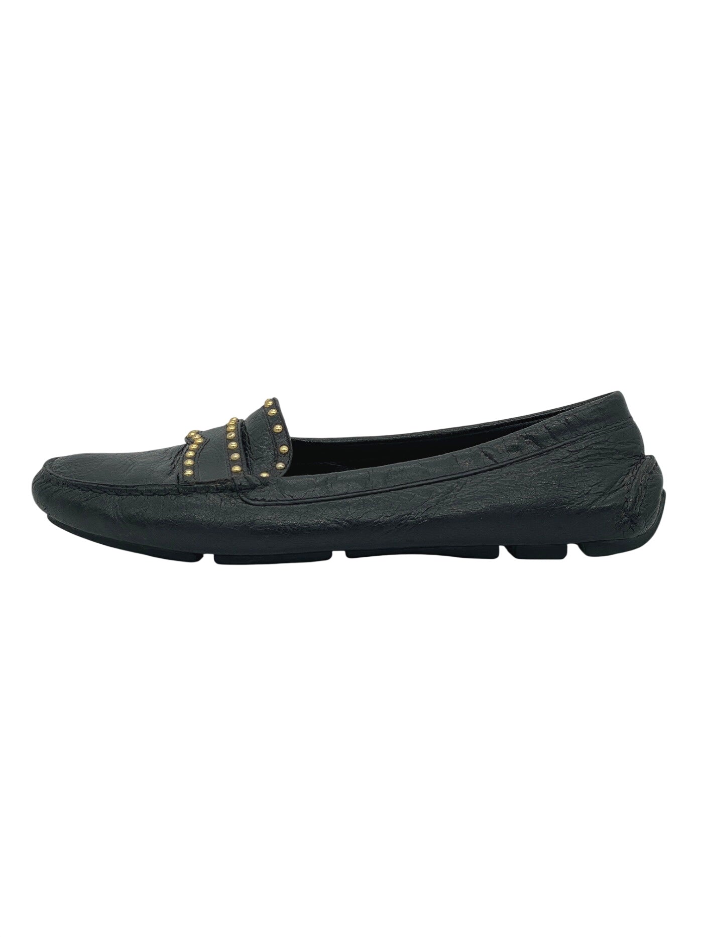 Prada Studded Driver Mokassin EU 37.5 Schwarz - Image 1
