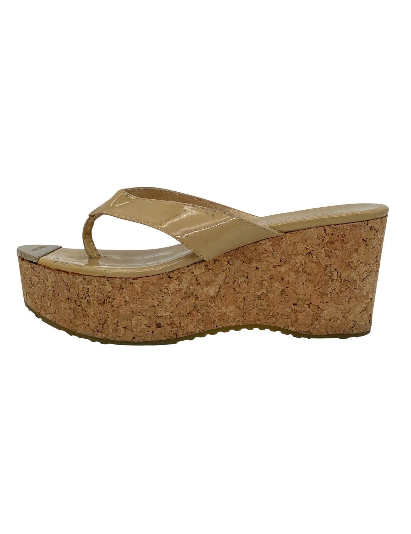 Jimmy Choo Pathos Patent Leather Sandale mit Absatz EU 35.5 Beige - Image 1