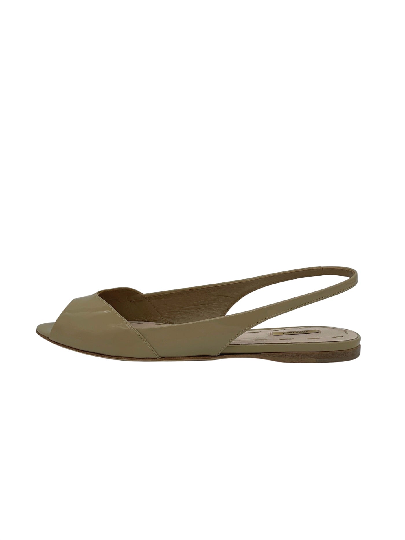 Miu Miu Patent Leather Ballerina EU 37 Beige - Image 1