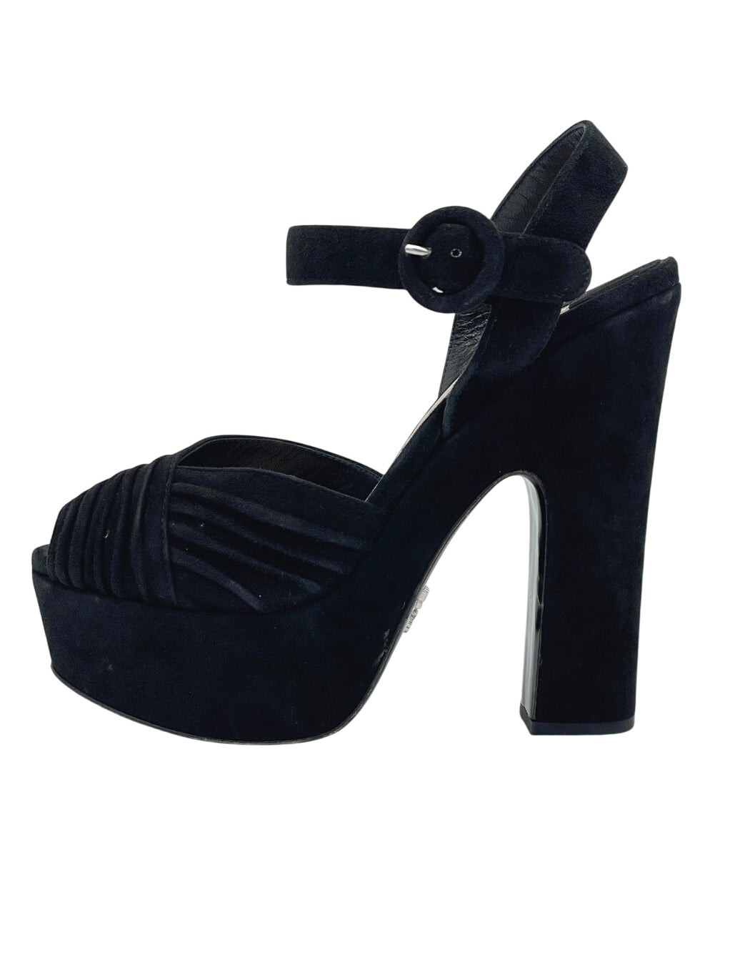 Prada Suede Platform Sandale mit Absatz EU 35 Schwarz - Image 1