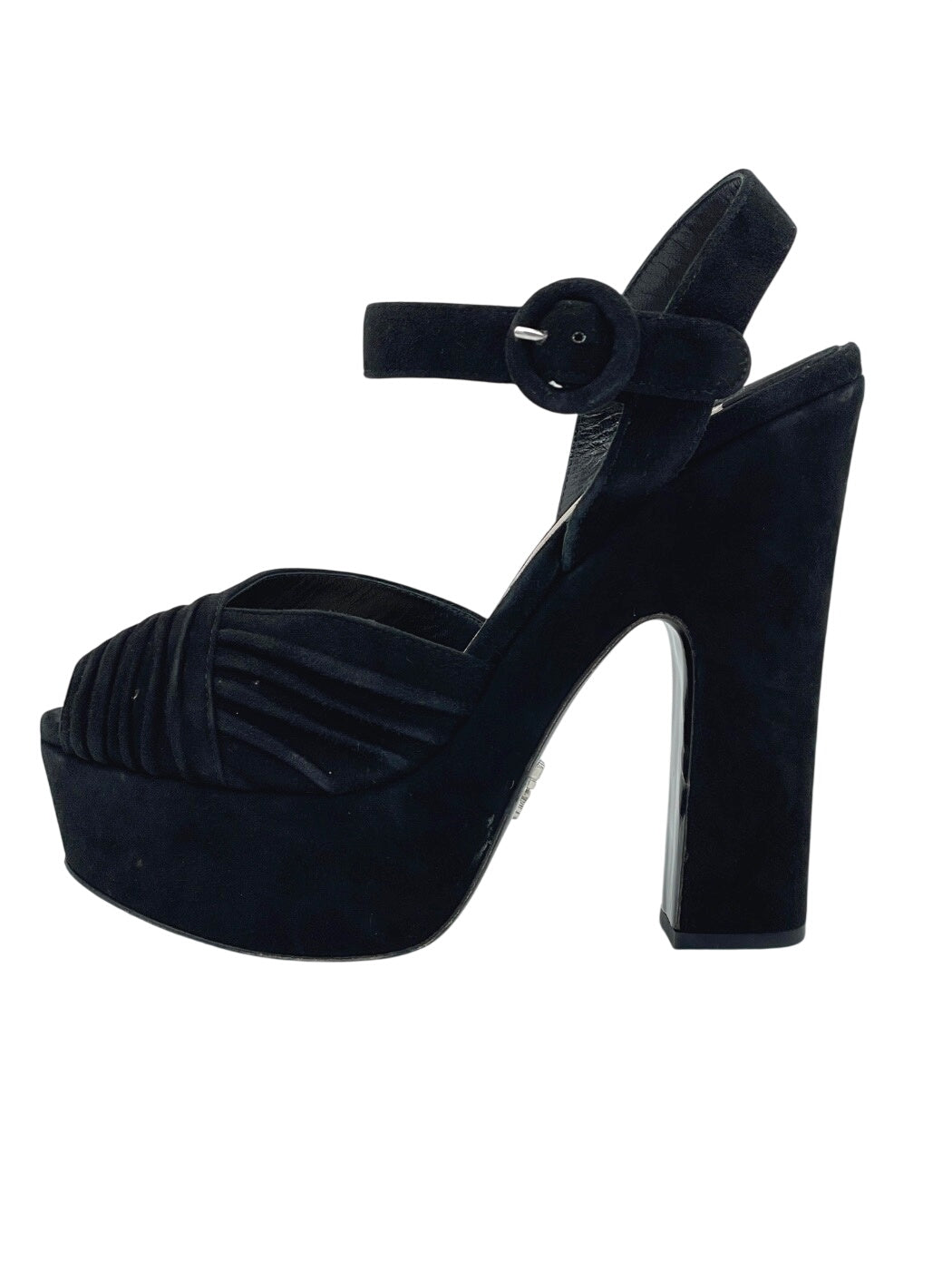 Prada Suede Platform Sandale mit Absatz EU 35 Schwarz - Image 1