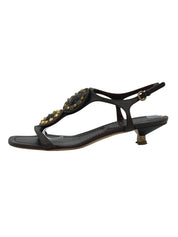 Miu Miu Crystal And Stud Embellished Sandale mit Absatz EU 37.5 Braun - Image 1