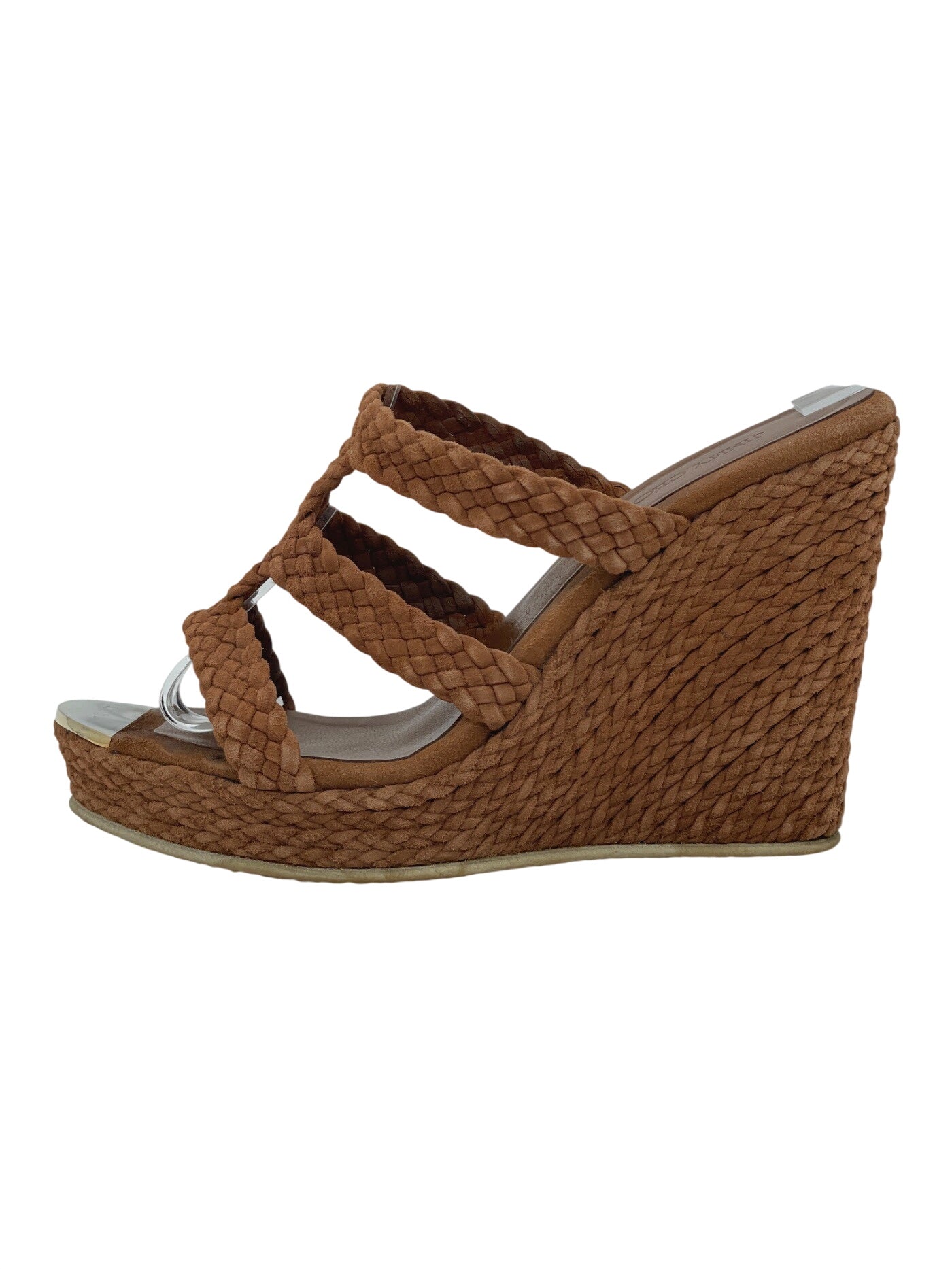 Jimmy Choo Suede Sandale mit Absatz EU 38 Braun - Image 1