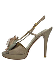 Stuart Weitzman Strappy Flower Sandale mit Absatz EU 39.5 Metallic - Image 1