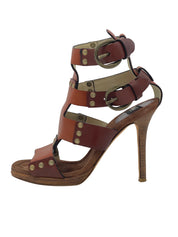 Dolce & Gabbana Gladiator Studded Buckle Sandale mit Absatz EU 35 Braun - Image 1