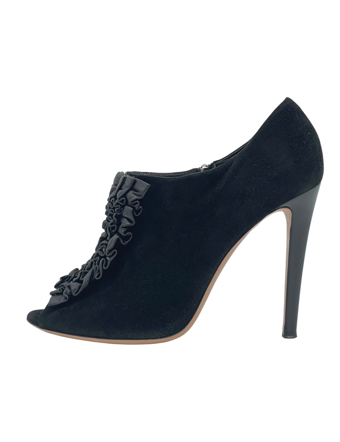 Gianvito Rossi "Ginevra" Ruffle Peep Toe Pump EU 40 Schwarz - Image 1