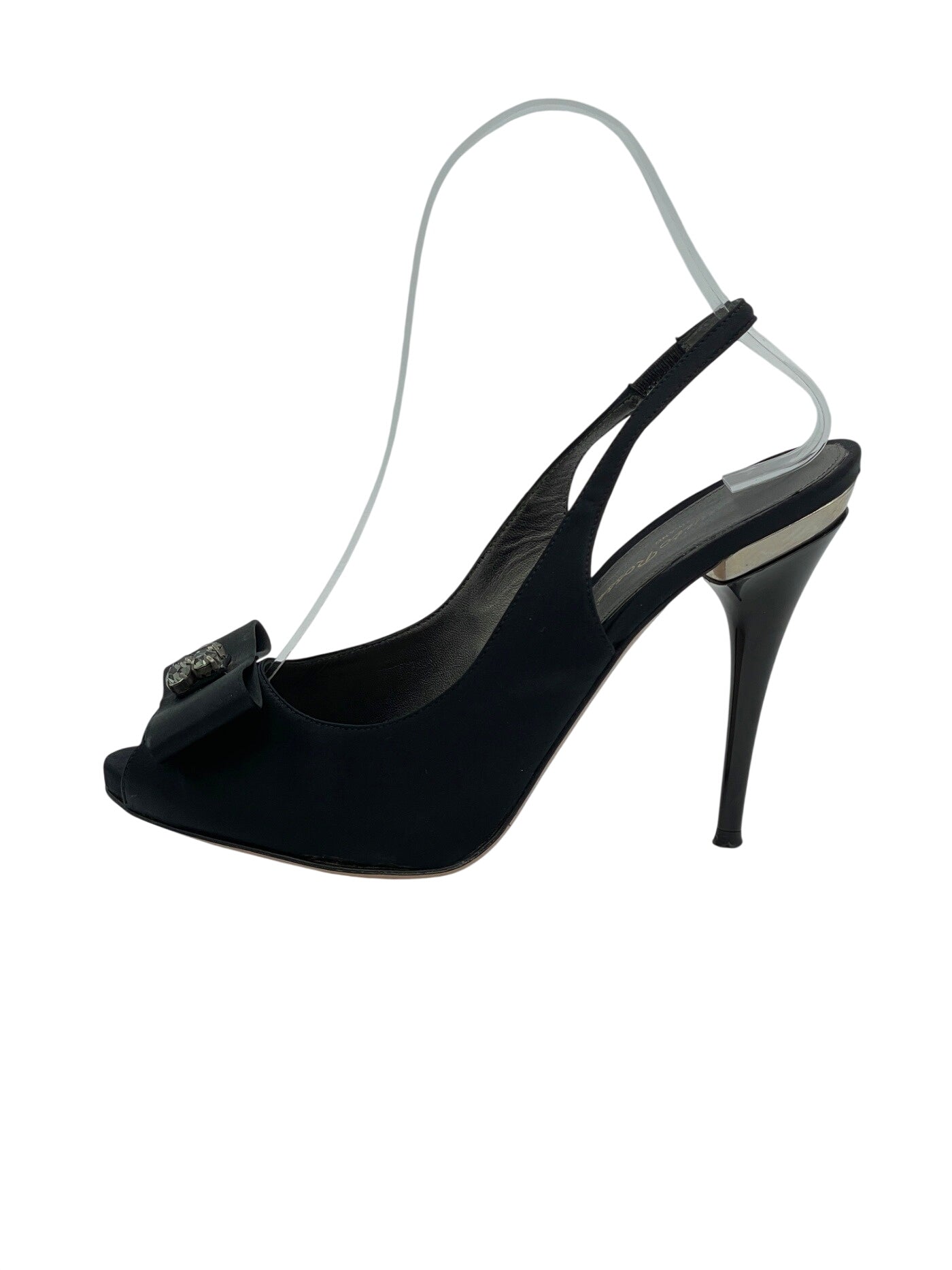 Gianvito Rossi Satin Bow Slingback EU 37.5 Schwarz - Image 1