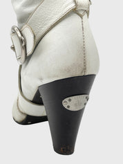 Bally Slouch Buckle Stiefel EU 38.5 Weiß