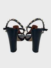 Valentino Rockstud Blockheel Sandale mit Absatz EU 39 Schwarz
