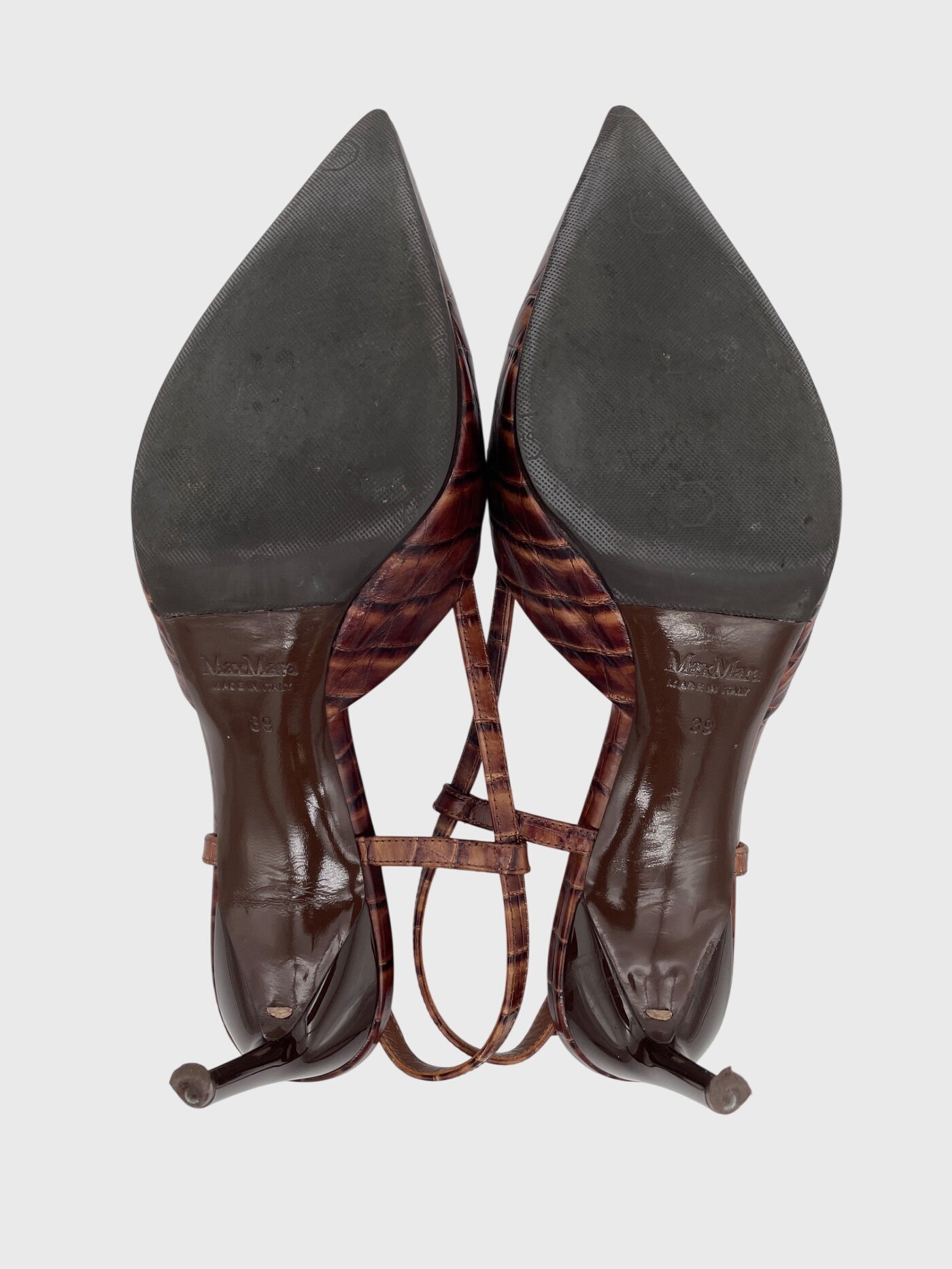 Max Mara Croc-Effect Slingback EU 39 Braun