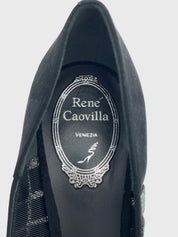 Rene Caovilla Crystal-Embellished Mesh Pump EU 38.5 Schwarz