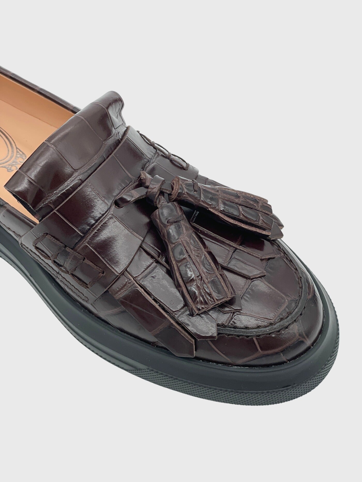 Tod's Maxi Rubber Tassel Croc-Effect Loafer EU 38 Braun