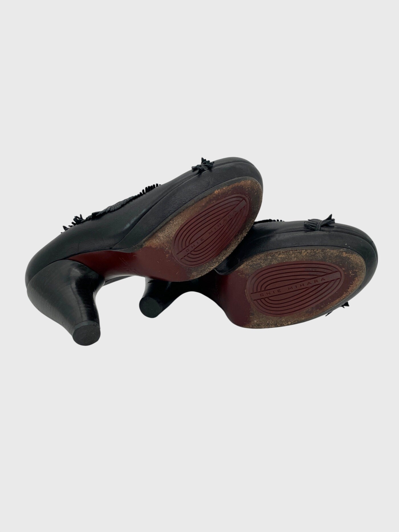 Chie Mihara Fringed Leather Plateau Pump EU 39 Schwarz