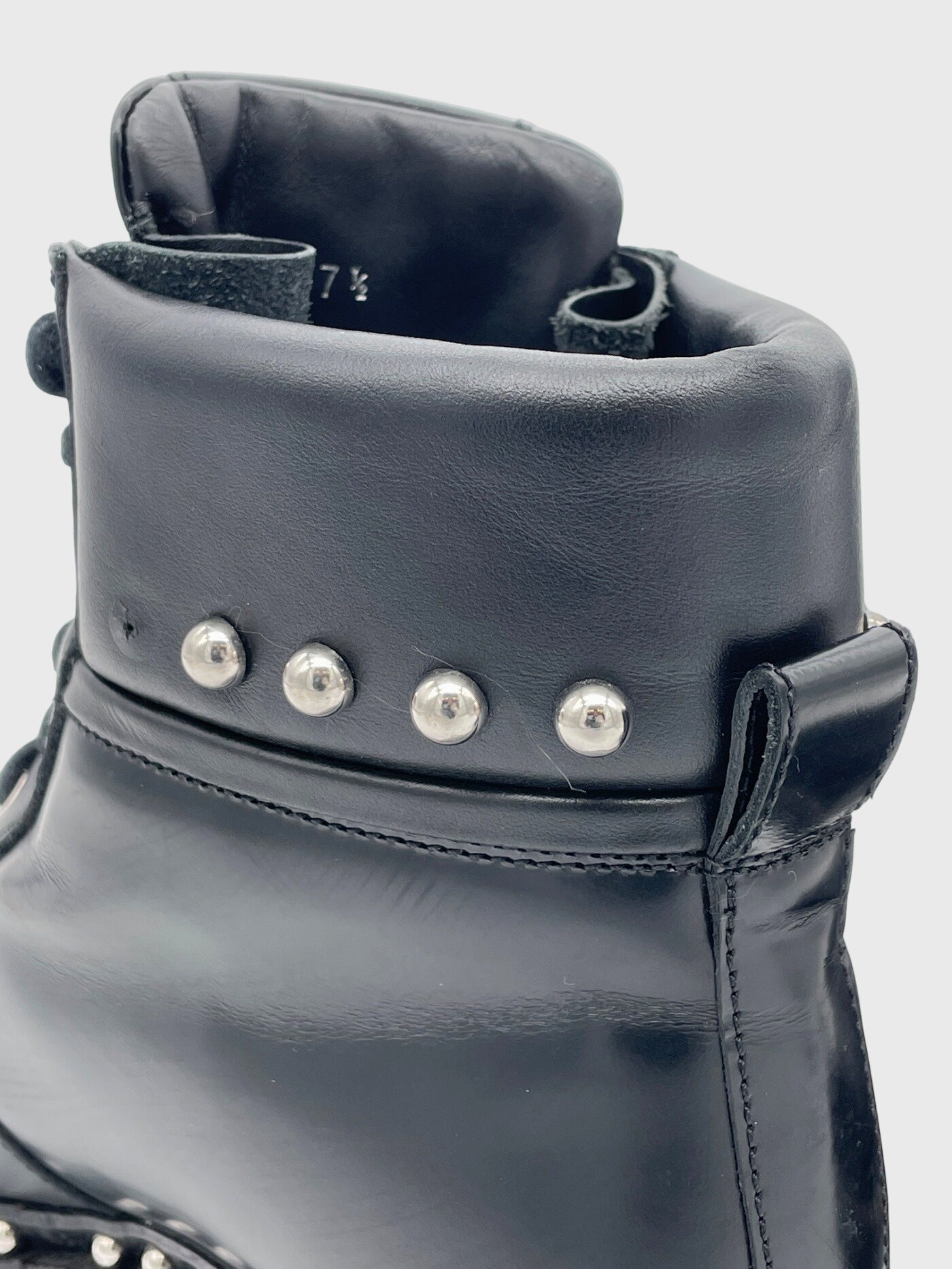 Balmain „Eva“ Studded Biker Combat Stiefel EU 37.5 Schwarz