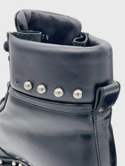 Balmain „Eva“ Studded Biker Combat Stiefel EU 37.5 Schwarz