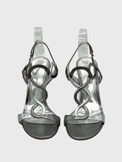 Gianvito Rossi Cher T-Strap Sandale mit Absatz EU 38 Metallic