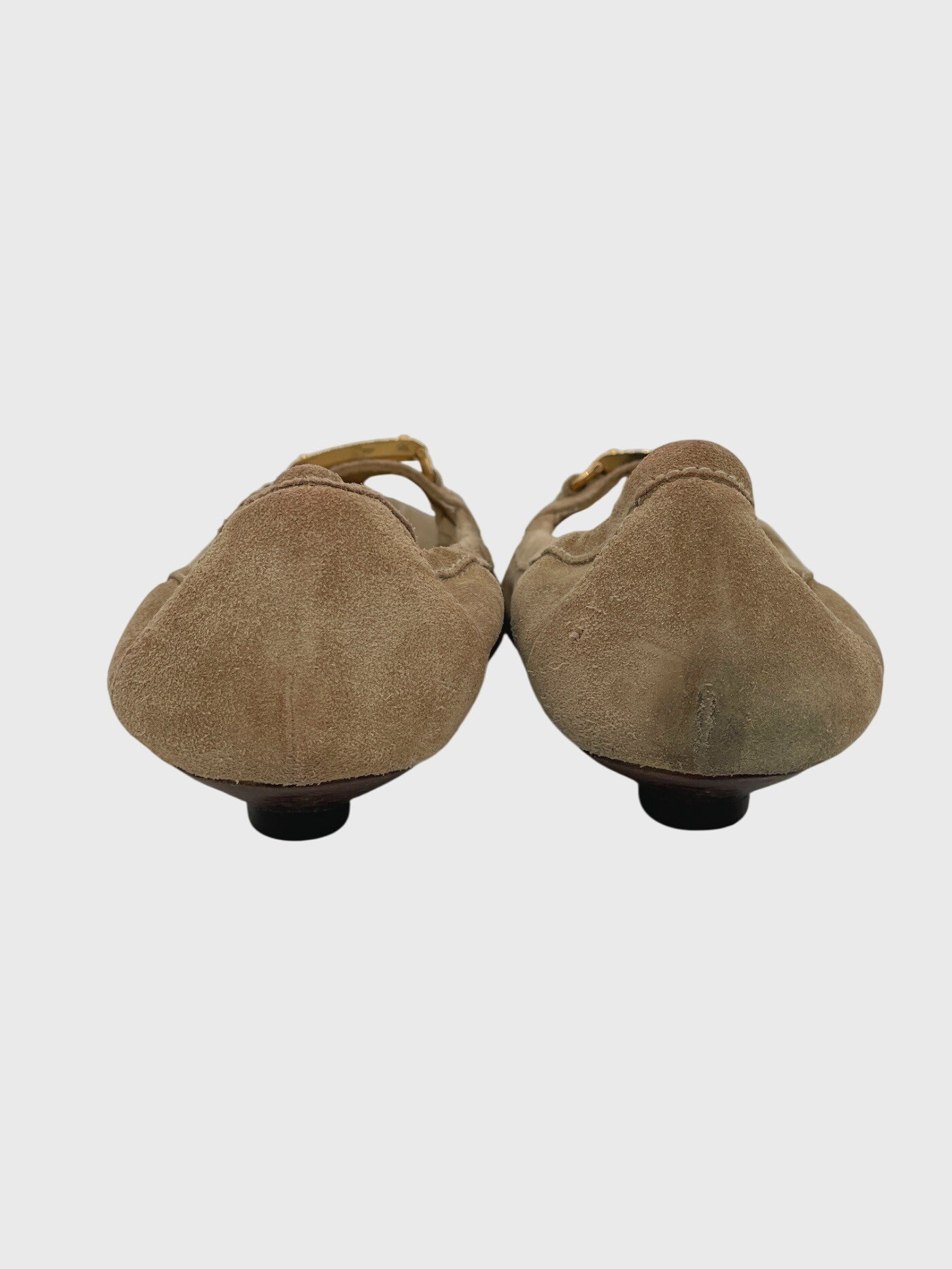 Prada Suede Buckle Ballerina EU 39 Beige