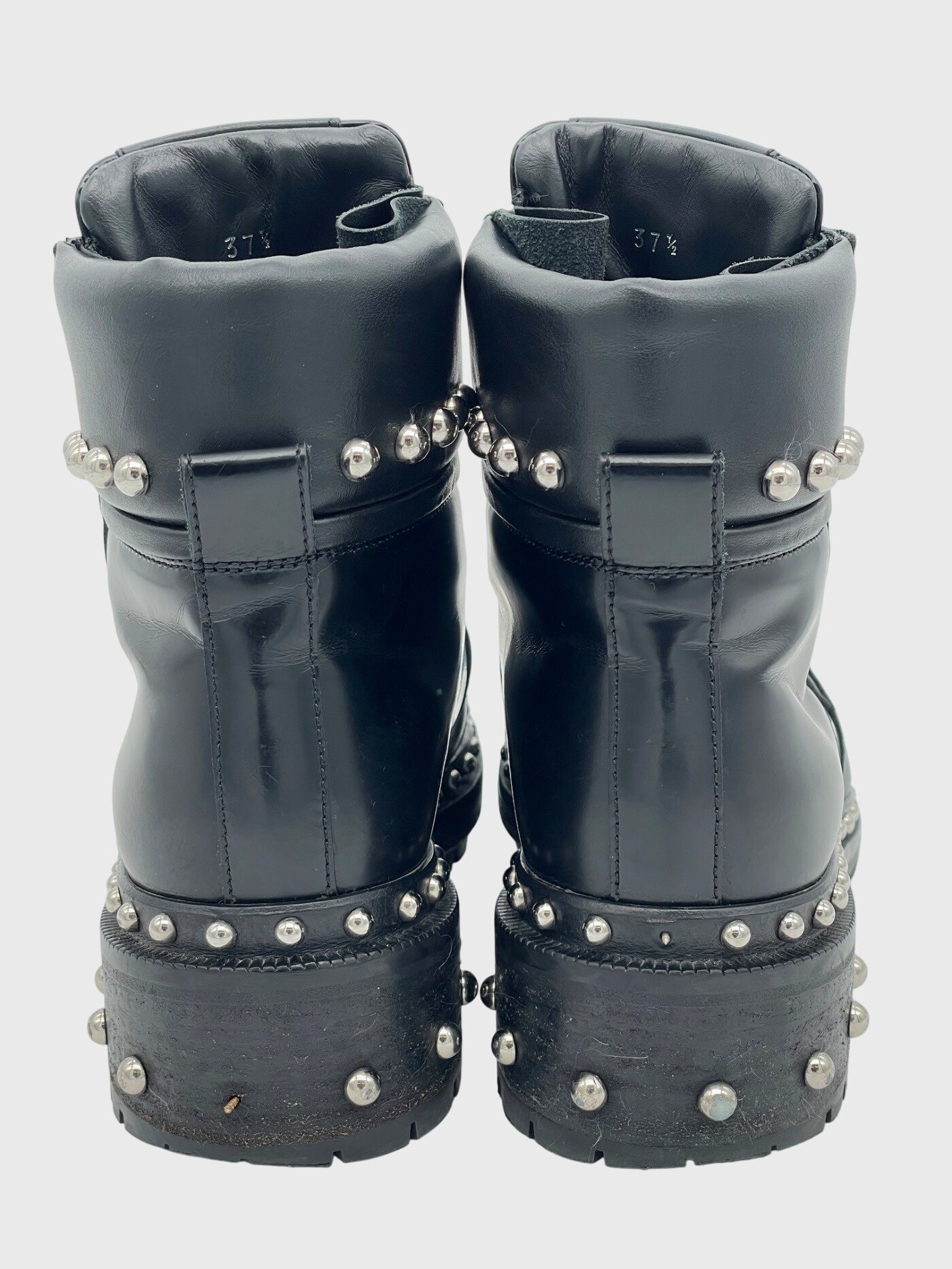 Balmain „Eva“ Studded Biker Combat Stiefel EU 37.5 Schwarz