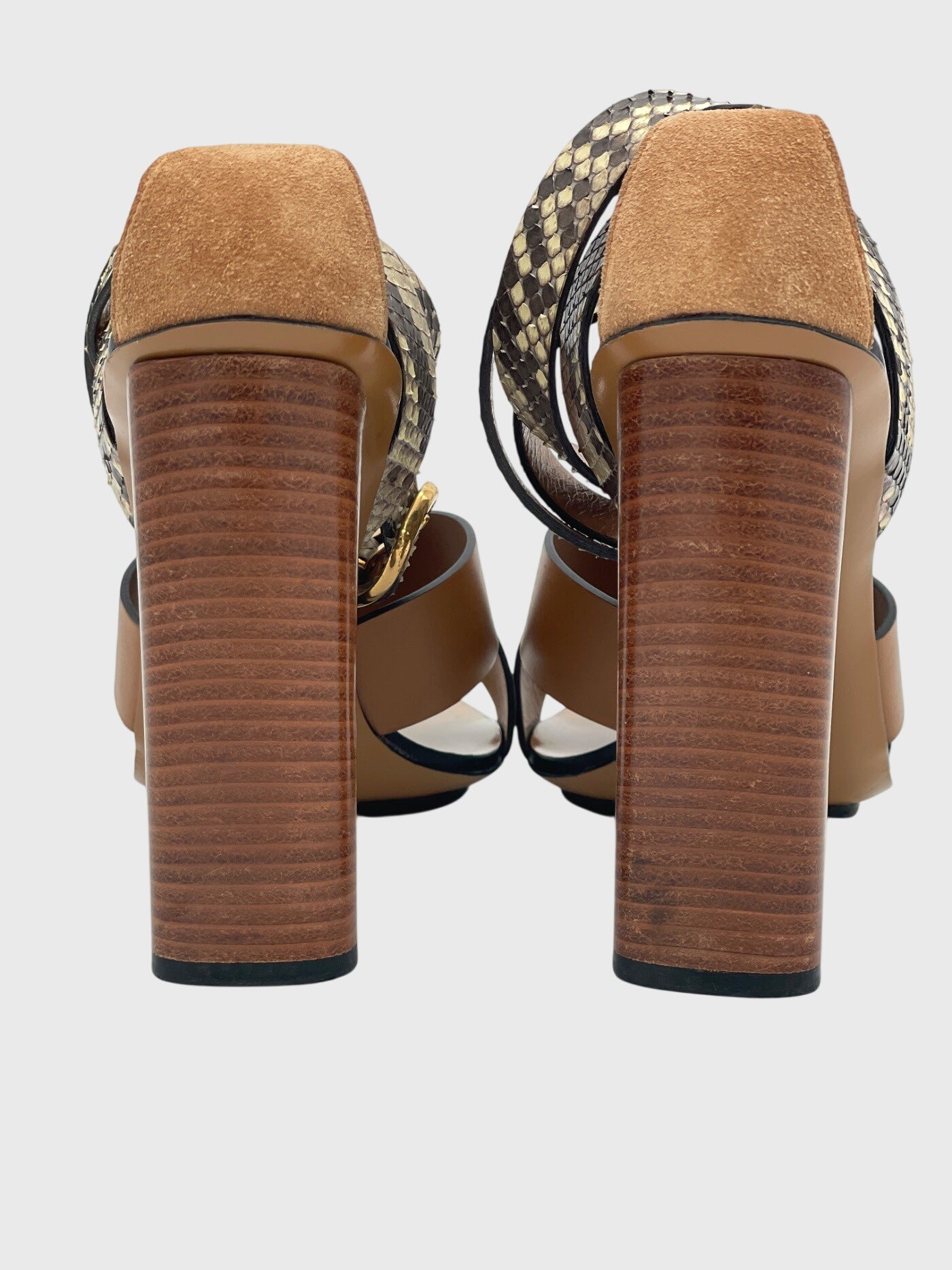 Gucci Candy Python  Sandale mit Absatz EU 38.5 Braun