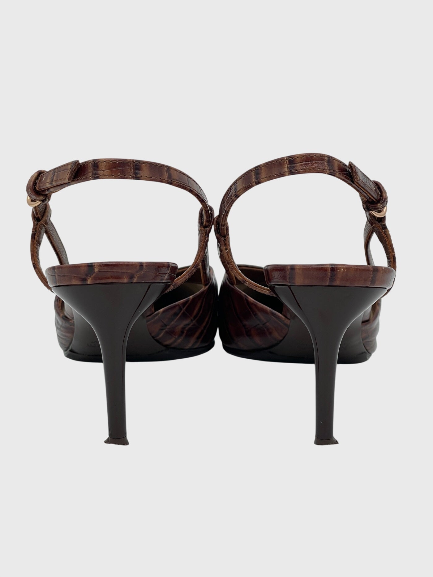 Max Mara Croc-Effect Slingback EU 39 Braun