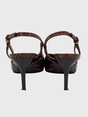 Max Mara Croc-Effect Slingback EU 39 Braun