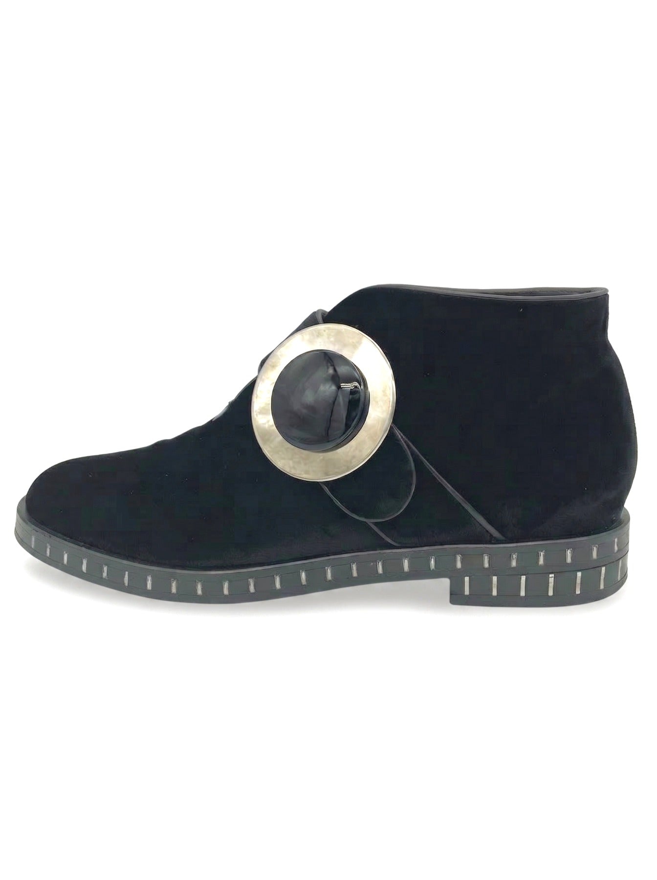Giorgio Armani Velvet Buckle Ankle Boot EU 38.5 Schwarz